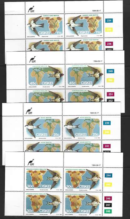 Ciskei - SACC 61-64 - Migratory Birds - Set of **mint controls