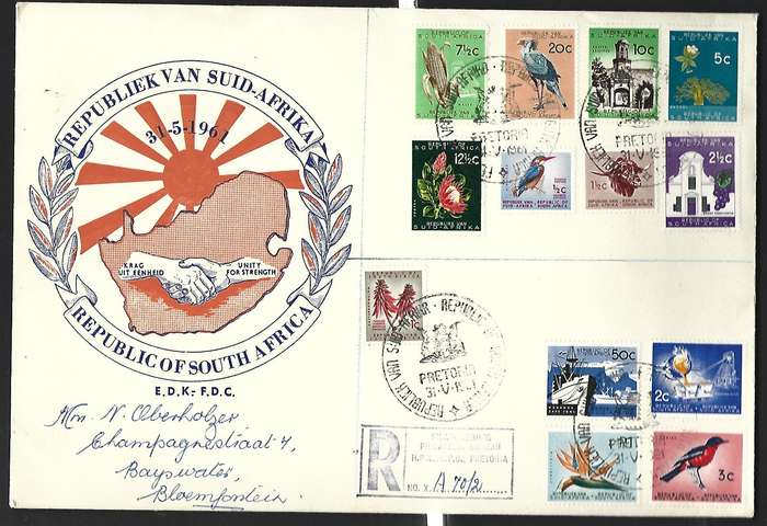 RSA -FDC- 1961 Definitive issue - Full set on FDC
