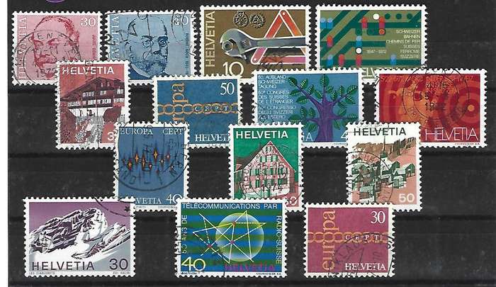 Switzerland - Helvetia - Set of used hinged stamps