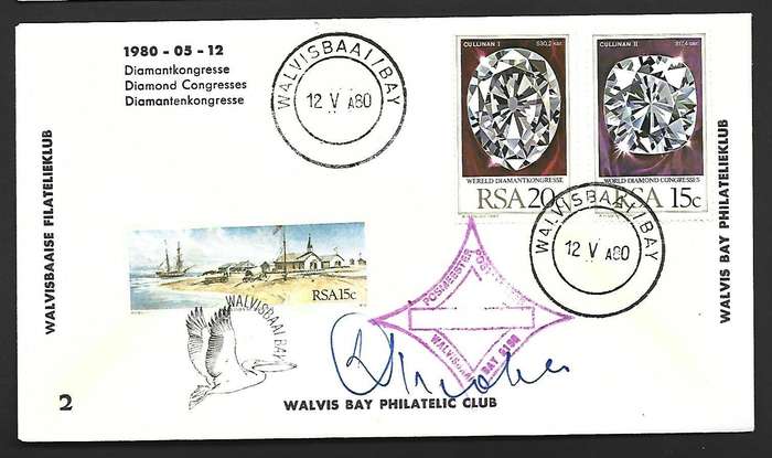RSA FDC Walvis Bay Philatelic Club - Diamond congress - variety- signed