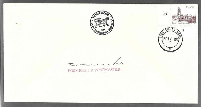 Union of SA - FDC - 4Th definitive - Thaba Nchu Post-office - Variety - Signed by Postmaster