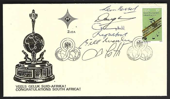 RSA FDC 2.12 - Bowls world championship -Variety - Signed by winning team