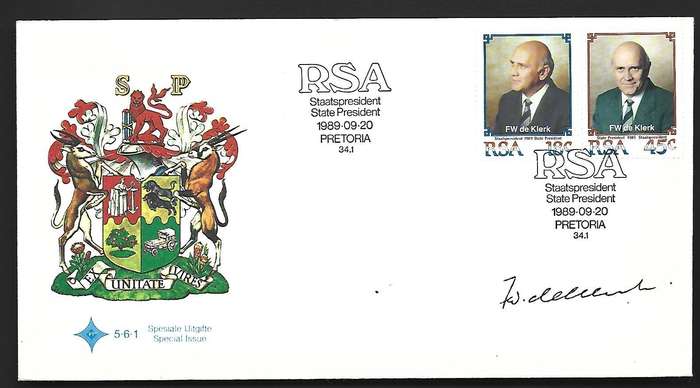RSA FDC 5.6.1- Inauguration of president - variety- signed by FW. De Klerk