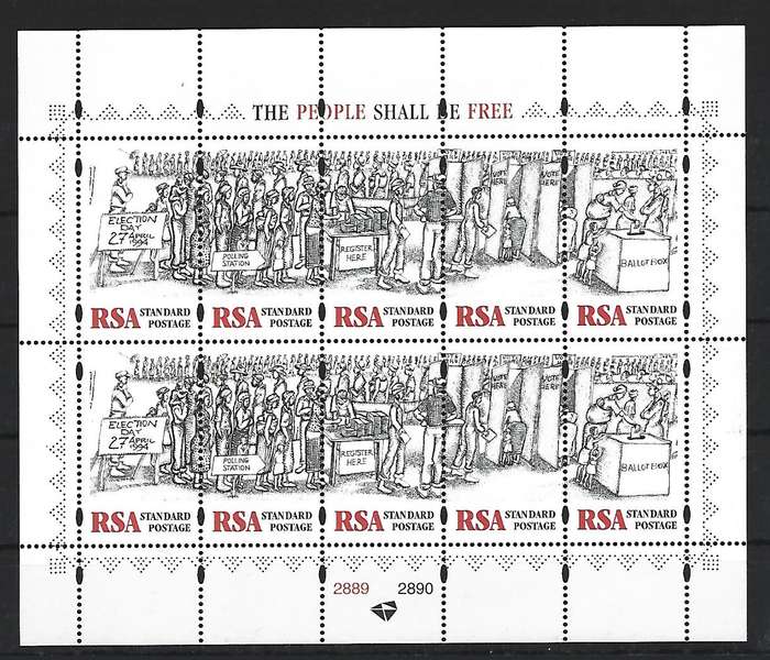 RSA - Full **Mint Sheet - SACC 1014-1018 - Elections 1994