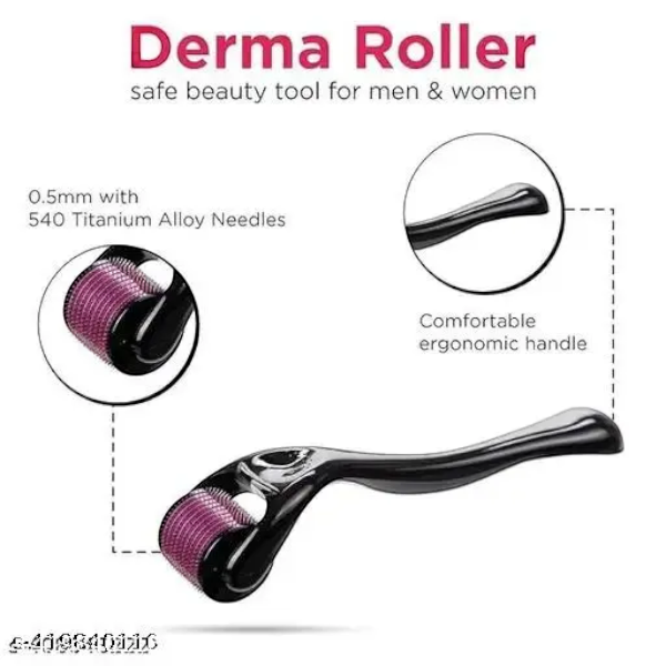 Microneedle Derma Roller For Skin, Beard & Hair - Black