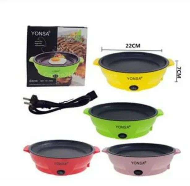 Yonsa Electric Non-Stick Grill Pan Durable Frying Pan - Pink
