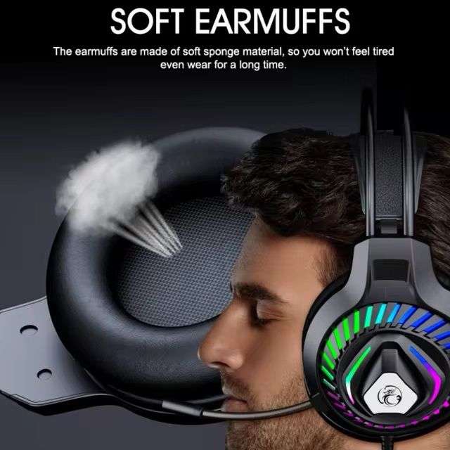 USB computer wired gaming headset with microphone