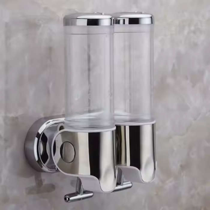 Premium Wall-Mounted Double Soap & Shampoo Dispenser