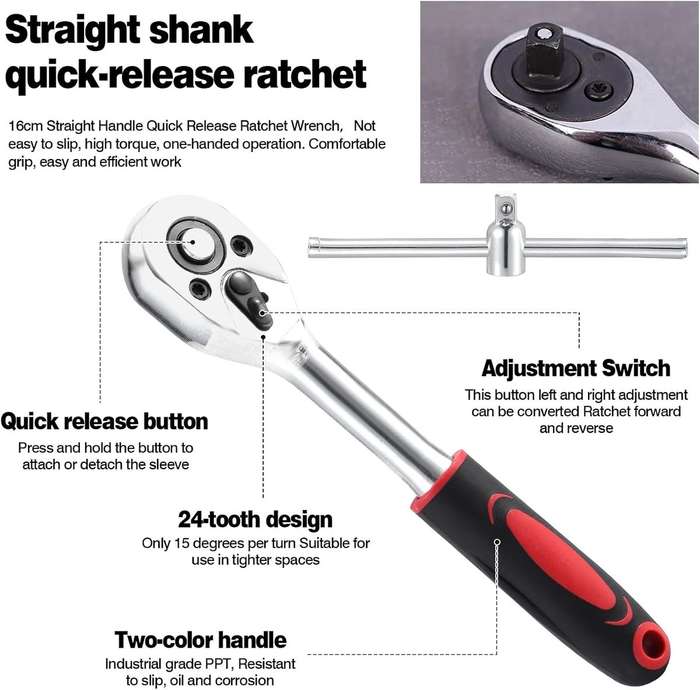 24 Piece Professional Socket Wrench , Socket Set Combination