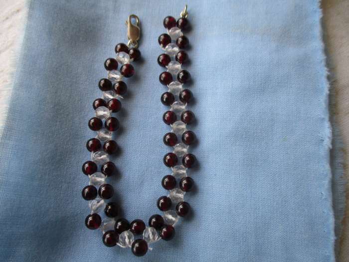 925 Sterling Silver , Crystals and Garnets Bracelet
