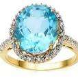 Amazing 10ct Yellow Gold Blue Topaz and Diamonds Ring