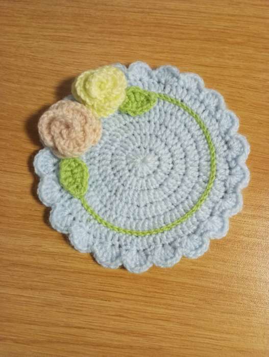 Crochet Cup Coaster - (Sky Blue)