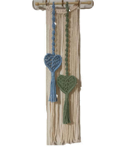 Macrame Wall Hanging Tapestry - (Blue & Green Heart)