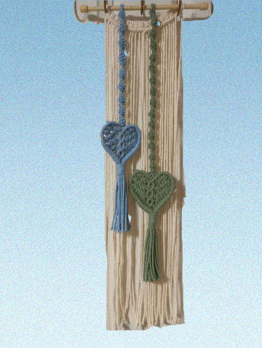 Macrame Wall Hanging Tapestry - (Blue & Green Heart)
