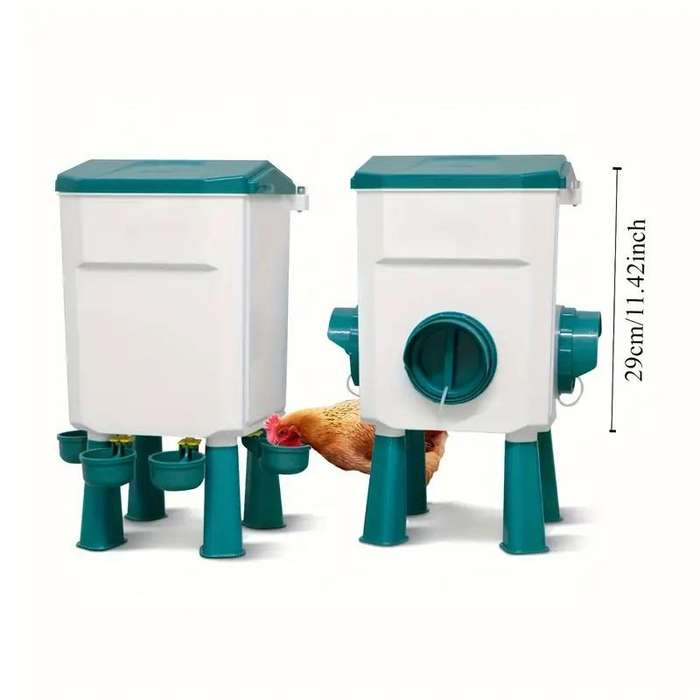 Blue Automatic Chicken Water and Food Feeder
