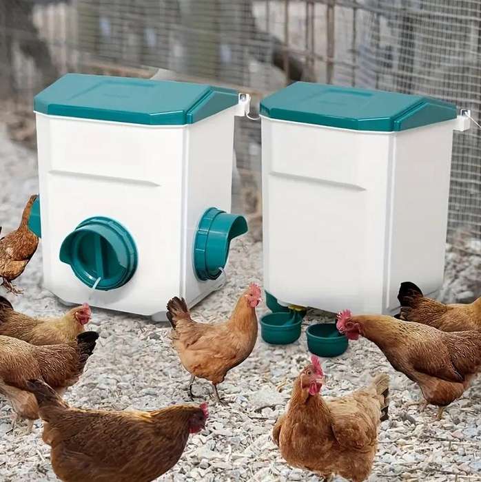 Blue Automatic Chicken Water and Food Feeder