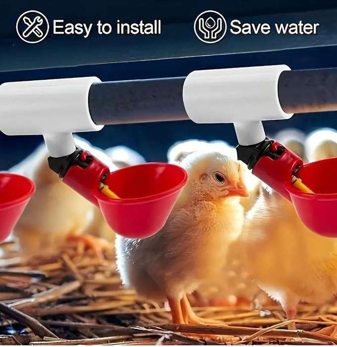 Chicken Waterer Cups and PVC Tee Fittings -20Pack