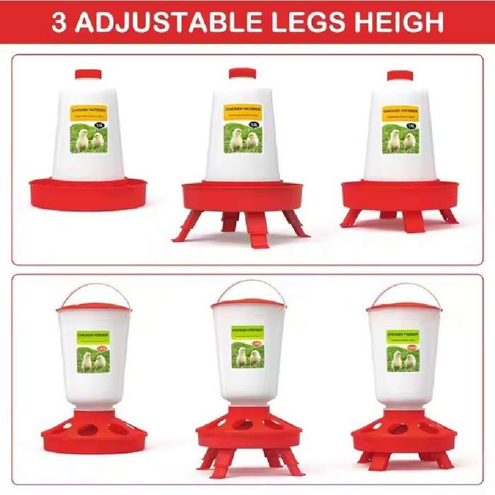 Chicken Waterer and Feeder Set with Adjustable Legs