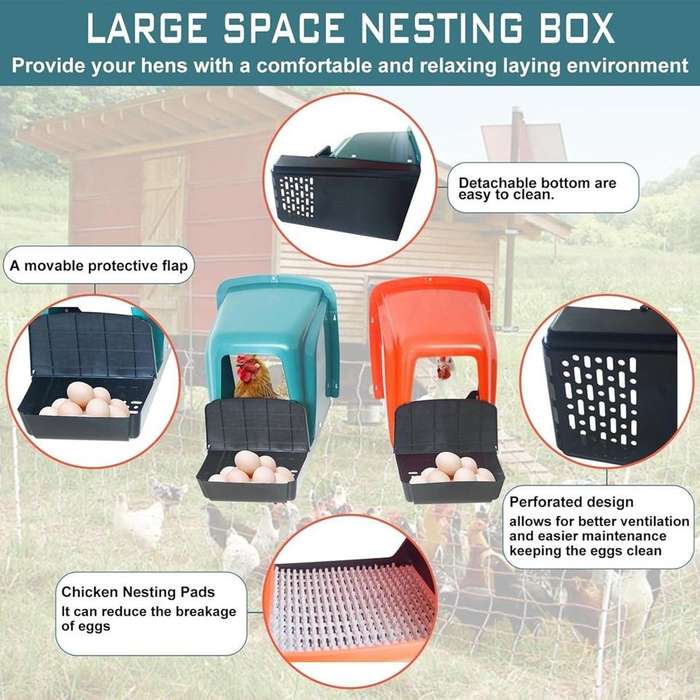 Chicken Nesting Boxes Green -Pack of 3