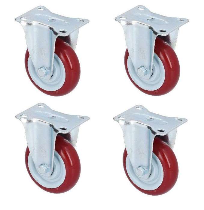 Fixed Caster Wheels 3"-Pack of 4
