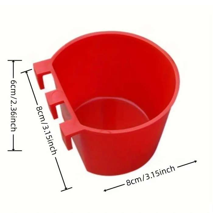 Hook On Red Semi-Round Chicken Feeder Dishes -Pack of 10