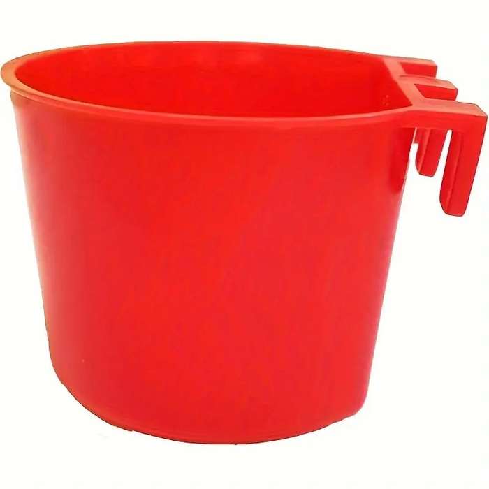 Hook On Red Semi-Round Chicken Feeder Dishes -Pack of 10