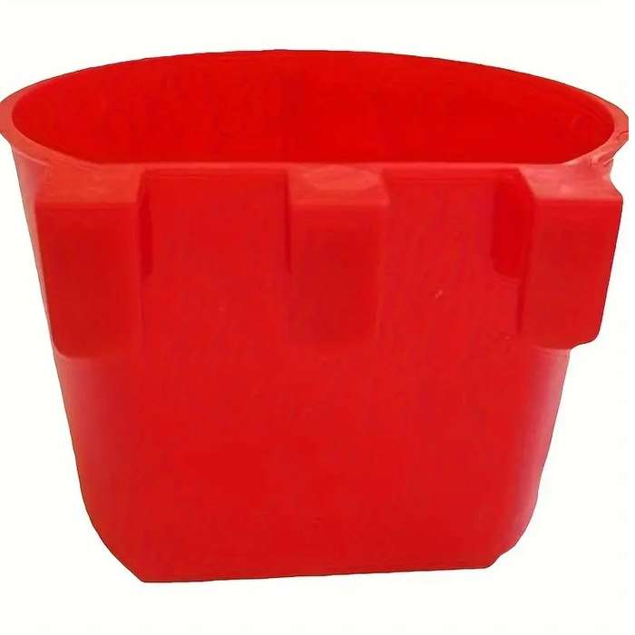 Hook On Red Semi-Round Chicken Feeder Dishes -Pack of 10
