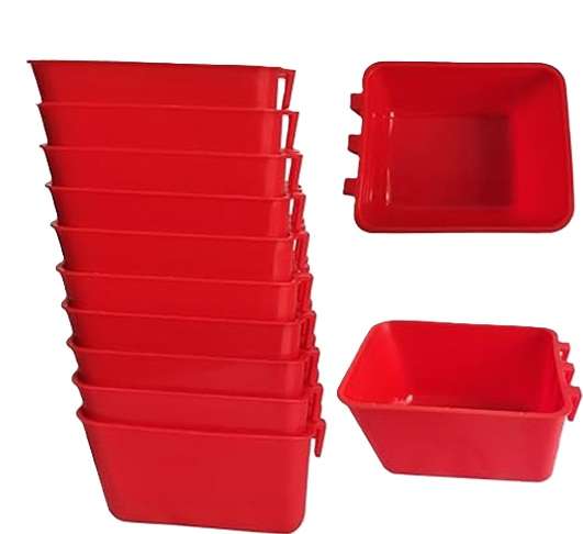 Hook on Red Chicken Feeder Dishes -Pack of 10
