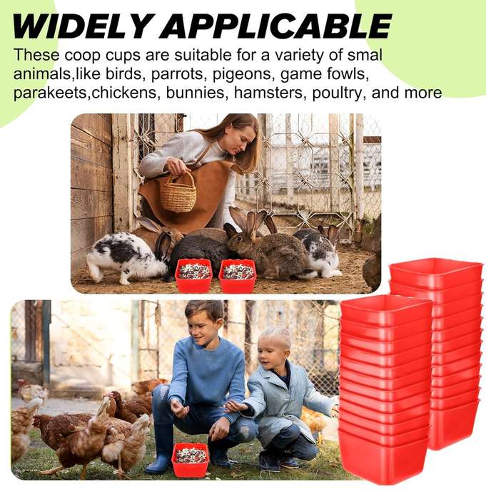 Hook on Red Chicken Feeder Dishes -Pack of 10