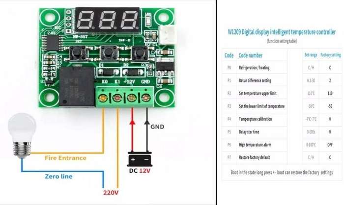 Digital Temperature Control Switch 12 V