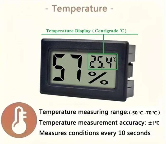 Temperature and Humidity Thermometer -Pack of 6