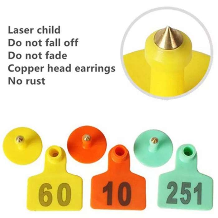 Pig Ear Tags Yellow Numbered 1-100-Pack of 100