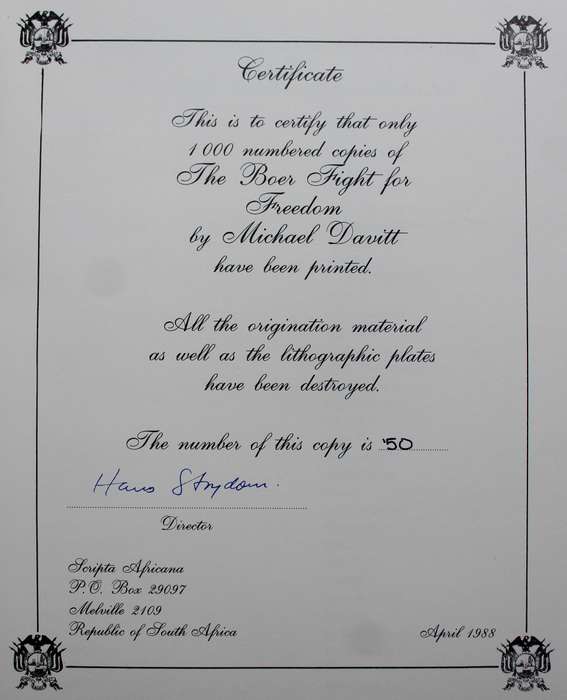 The Boer fight for freedom by M. Davitt. Limited edition!! Scripta Africana series.