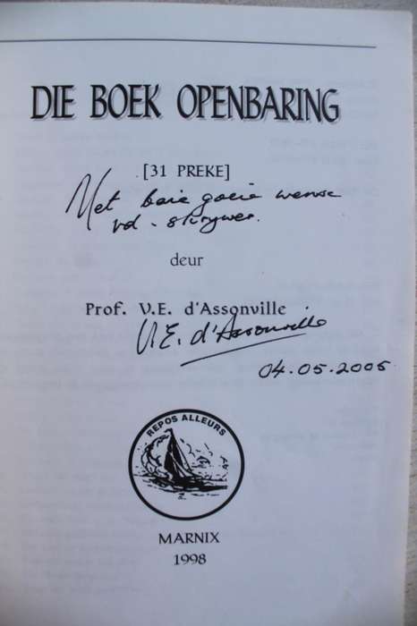 GETEKEN: BOEK OPENBARING - d'ASSENVILLE