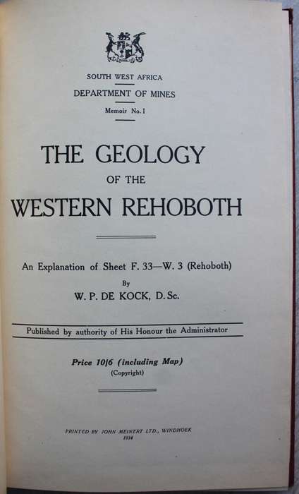 The Geology of the Western Rehoboth  | W. P. de Kock