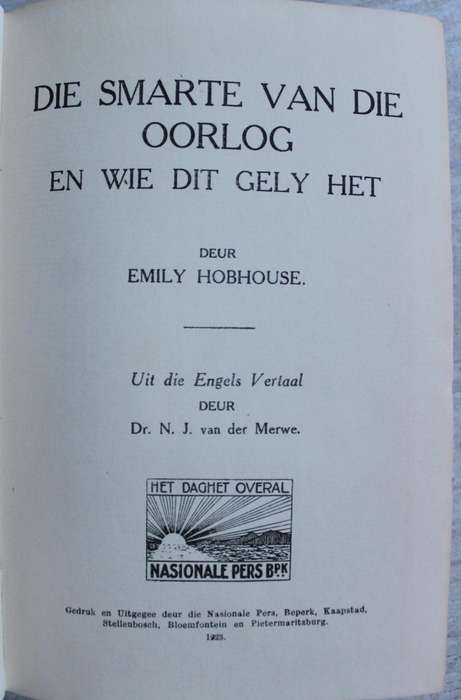 Die Smarte van die Oorlog - Emily Hobhouse