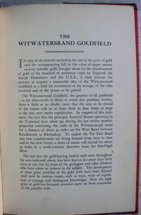 Sauer (Dr. Hans) THE WITWATERSRAND GOLDFIELD