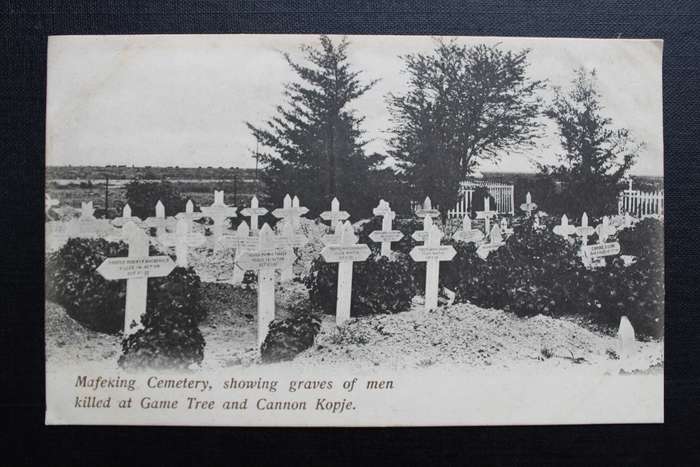 Post Card postcard - Mafeking Cemetary, graves of men killed at Game Tree and Cannon Kopje