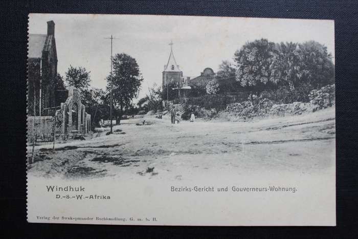 Post Card postcard DSWA Deutsch Sud-West-Africa - Bezirks-Gericht und Gouveneurs-Wohnung Windhuk