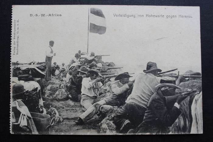 Post Card postcard DSWA Deutsch Sud-West-Africa - Verteidigung von Hohewarte gegen Hereros