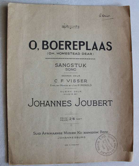 O, Boereplaas Sangstuk Bladmusiek