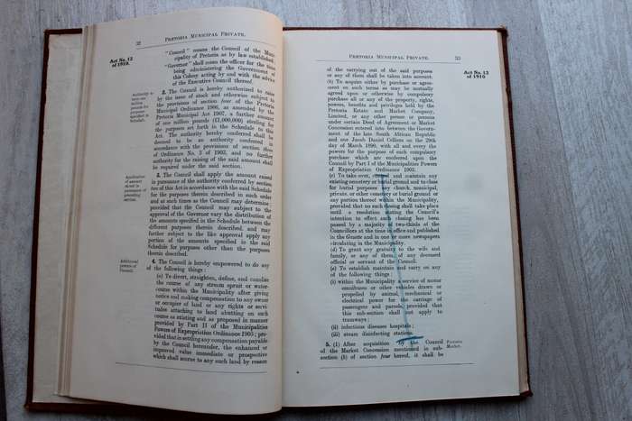 Statutes of the Transvaal 1910 / Wetten de Transvaal 1910