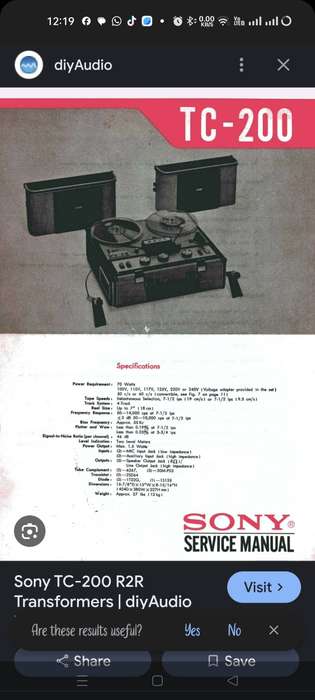 Sony TC-200 reel-to-reel tape recorder.