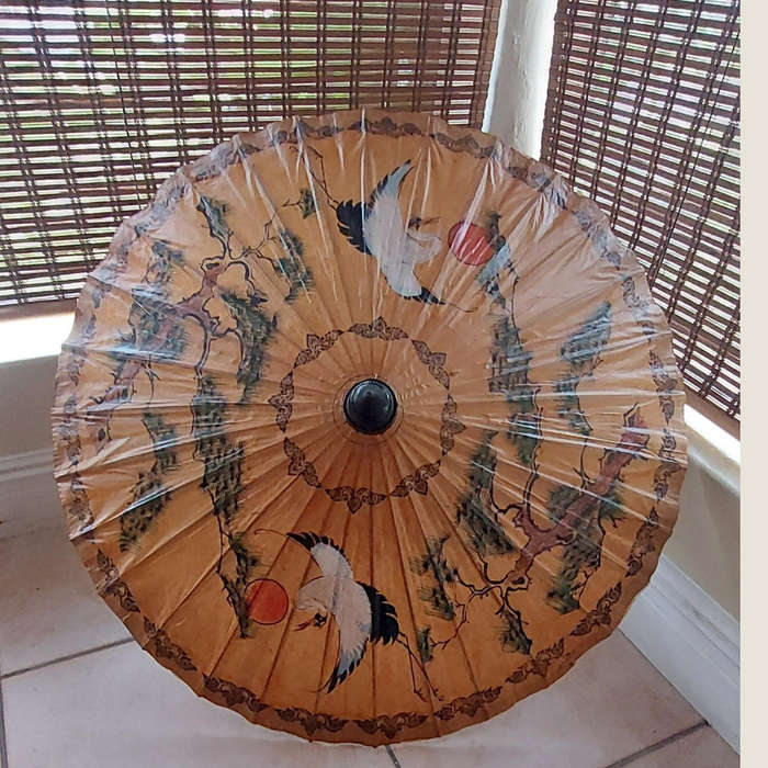 Vintage Japanese Bamboo Paper Parasol