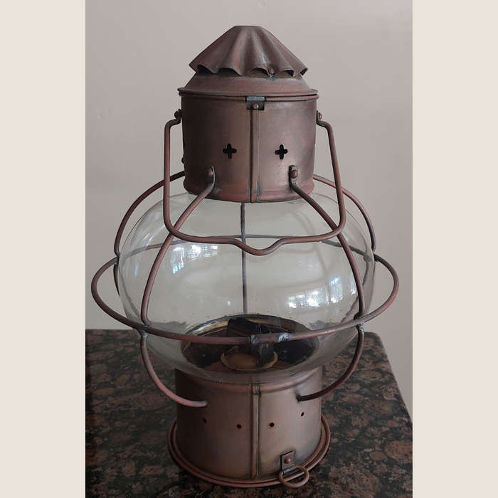 Small Antique Onion Copper Nautical Ship Oil Anchor Lantern
