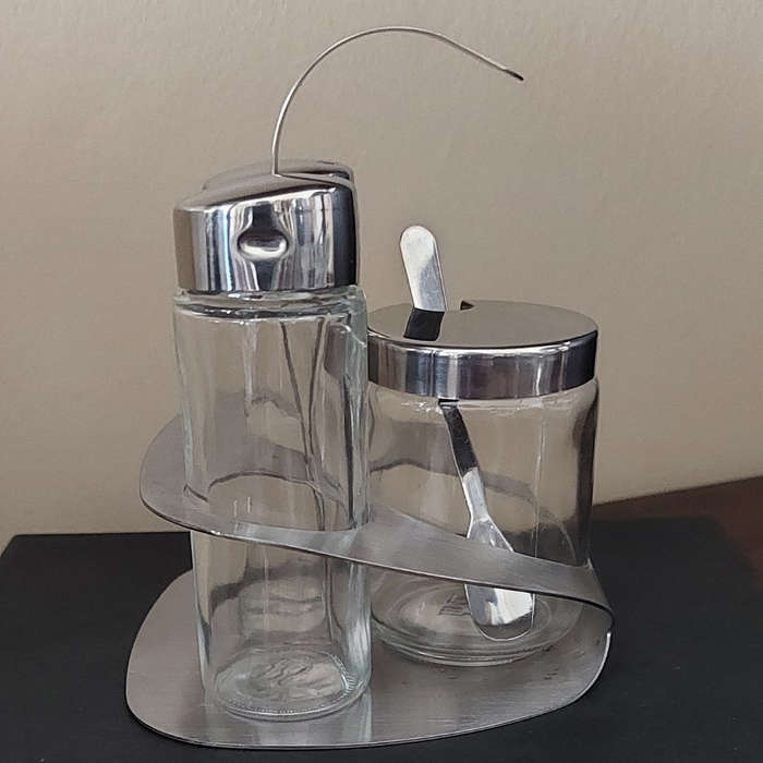 Steel Salt Pepper & Mustard Cruet Set