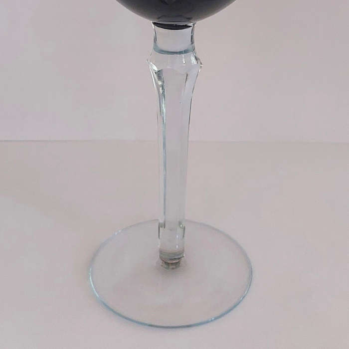 Twelve Vintage Purple Coloured Crystal Stem Wine Glasses