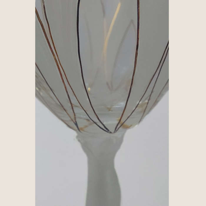 Crystal Thin White & Red Wine Glasses Hand painted in White & Gold - signed