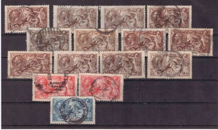 Great Britain, 1913-26, Selection of USED Sea Horses design, *perfs & w/marks not checked