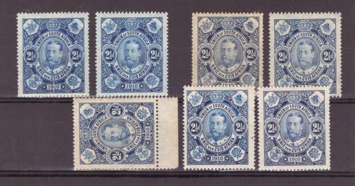 Union of South Africa, 1910, SACC 1/1a, 2 x blued surface/5 x white surface, UMM - MLH